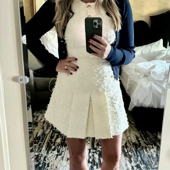 J. Crew Textured Cream Dress with Gold Accents - Picture 5 of 5